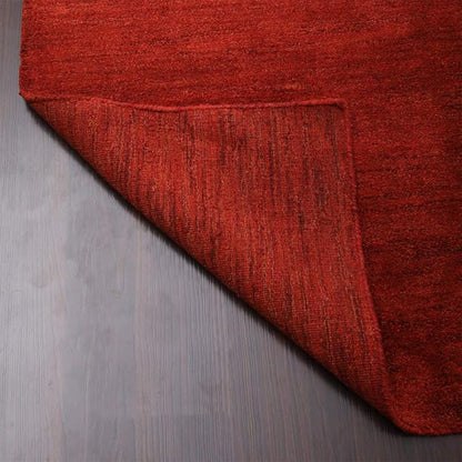 Hand Knotted Loom Wool ECO-Friendly Area Rugs - 4'x6', Rectangle, Light Red Color, Solid Plain Design, High Pile Handmade Anti Skid Area Rugs for Living Room, Bed Room (L00111)