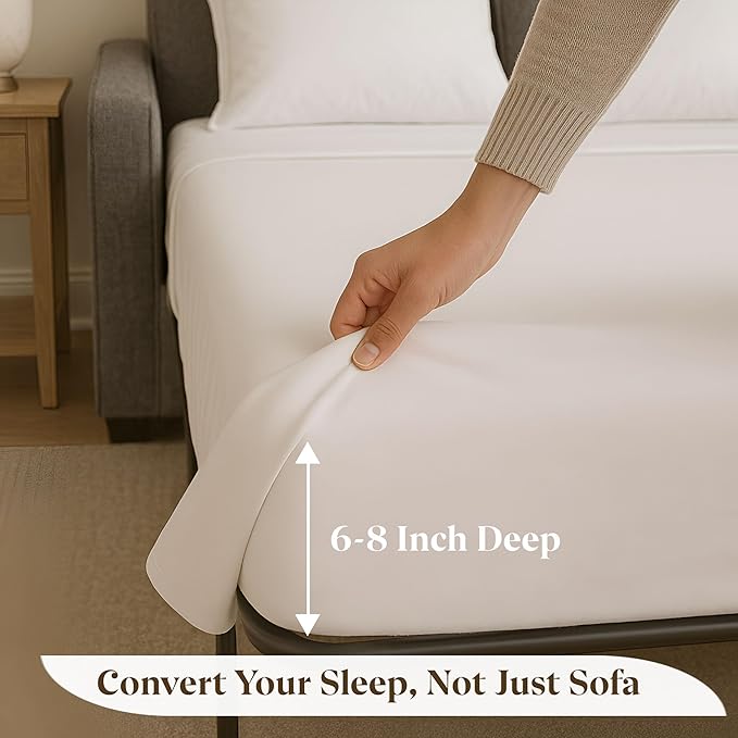 Sleeper Sofa Bed Sheet Set - Queen Size 4 PC's Sheet Set Sofa Bed Sheets - 100% Cotton 400 Thread Count Sofa Sheets - Sleeper Sofa Sheets - Fits Mattresses Up to 6" Drop - White