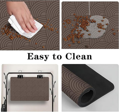 Dog Food Mat for Floors, Absorbent and Quick-Drying Pet Cat Food Mat,Anti-Fouling and Easy-to-Clean Pet Feeding Mat,Dog Bowl Mats for Messy Drinking Water Bowls.17 x32inch Boho Style