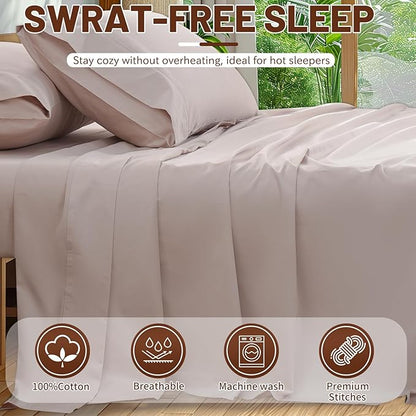 Extra Deep Pocket California King Sheets 18-24 Inch 100% Egyptian Cotton 1000 Thread Count Sateen Weave Soft Breathable 4 Pieces（Cal King,Dusty Pink）