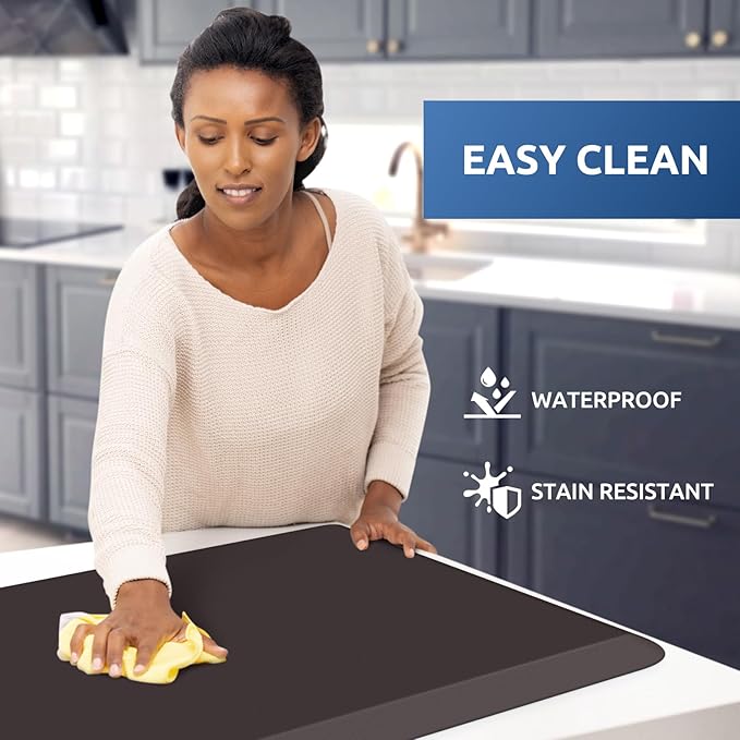 KitchenClouds Kitchen Mat Cushioned Anti Fatigue Rug 20"x32" Waterproof, Non Slip, Standing and Comfort Desk/Floor Mats for House Sink Office (Chocolate)