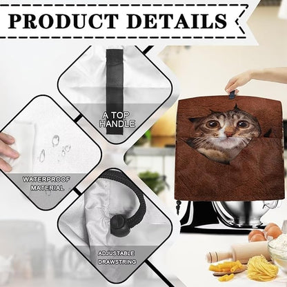 Cute 3D Cat Print Stand Mixer Covers Protector Kitchen Aid Mixer Cover Dust Covers with Top Handle Front Pocket Universal Fit Tilt Head and Bowl Lift Models