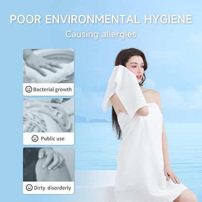 Disposable Bath Towels for Travel, Baby-Safe Disposable Towels Zero Fluorescent Brighteners Travel Essential, Large 55.1 x 27.5 Inches, for Hiking Camping Sports Swimming and Traveling