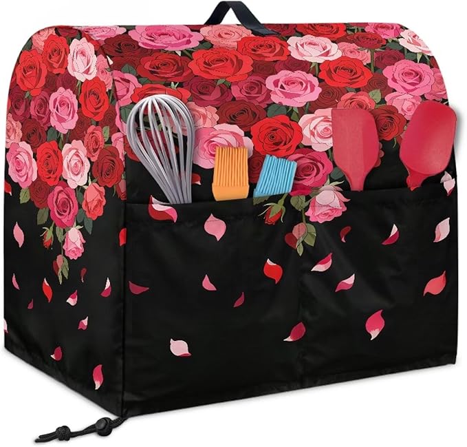 Stand Mixer Covers Protector Red Rose Print Stand Mixer Dust Covers Fit Kitchen Aid Mixer 4.5-8 Quart Mixer Valentine's Day Home Kitchen Decor Appliance Covers