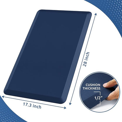 KitchenClouds Kitchen Mat Cushioned Anti Fatigue Rug 17.3"x28" Waterproof Non Slip Standing Desk Mat Comfort Floor Mats for Kitchen House Sink Office (Blue)