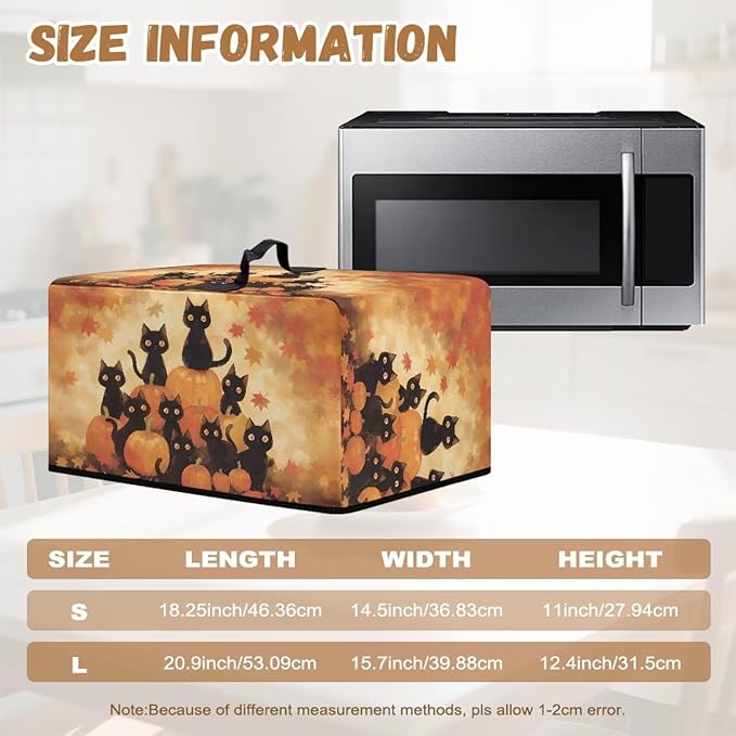 Microwave Oven Dust Cover, Thanksgiving Cat Heat-Resistant Waterproof Microwave Oven Grill Cover Protector Polyester Washable Dust Covers Case Protections for Microwaves Ovens