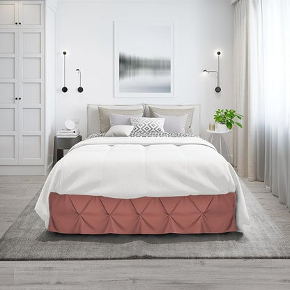 Nestl Pink Clay Bed Skirt Queen Size, Pinch Pleat Queen Bed Skirt, 14" Inch Drop Queen Bedskirt, Hotel Quality Pink Clay Bed Skirts, Microfiber Bedskirt for Queen Bed, Pink Clay Queen Bed Skirt