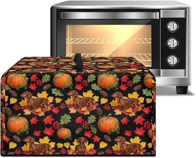 Microwave Dust Cover, Thanksgiving Dog Heat-Resistant Waterproof Polyester Fabric Microwave Oven Dust Cover Case Dustproof Protections Protector for Microwaves Ovens