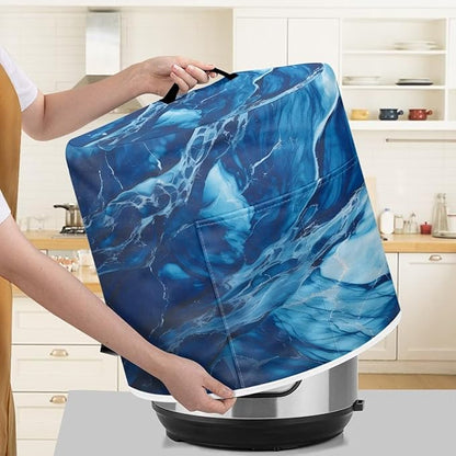 Small Appliance Covers, Dust Cover for 8 Quart Air Fryer & Pressure Cooker Kitchen Appliance Accessories, Pressure Cooker Air Fryer Rice Cooker Dust Cover, Marble Blue