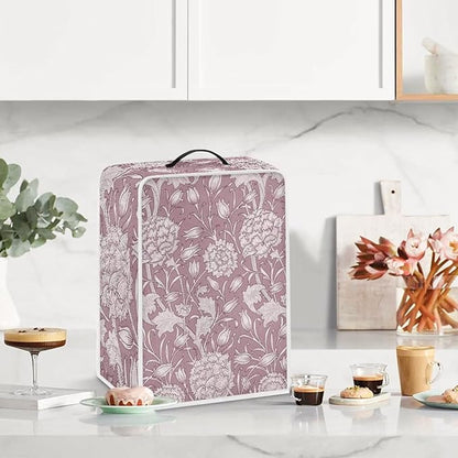 Red William Morris Coffee Maker Cover – Dust Protection Stain Resistant Washable Appliance Cover Kitchen Decoration Gifts For Coffee Lovers