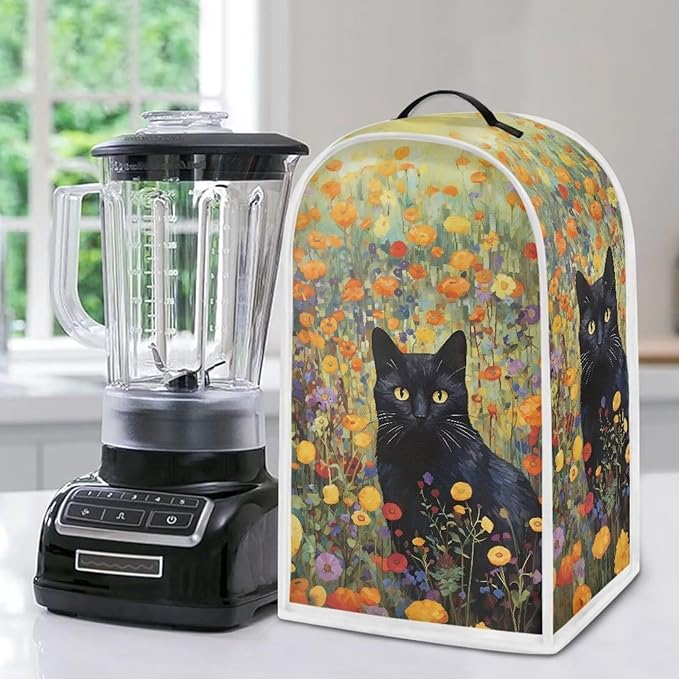 Talayituse Cat Flower Print Blender Cover Kitchen Appliance Covers Stand Mixer or Coffee Juice Machine Blender Dust Cover and Fingerprint Protection