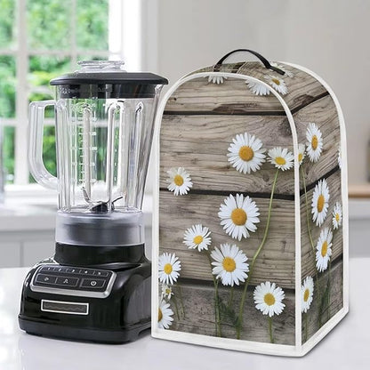 Talayituse Daisy Wood Print Blender Dust Cover, Fingerprint Protection Cover for Stand Mixer or Coffee Machine, Home Kitchen Appliance Covers for Stain Dust Resistant Supplies