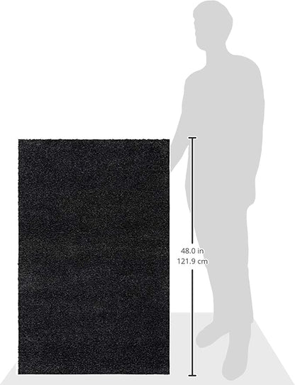 SAFAVIEH Milan Shag Collection Accent Rug - 2' x 4', Dark Grey, Solid Design, Non-Shedding & Easy Care, 2-inch Thick Ideal for High Traffic Areas in Entryway, Living Room, Bedroom (SG180-8484)