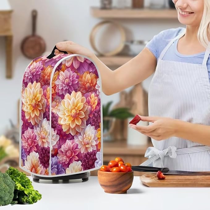Bright Floral Blender Dust Cover Toaster Cover Boho Mandala Floral 4 Slice Washable Kitchen Small Appliance Cover
