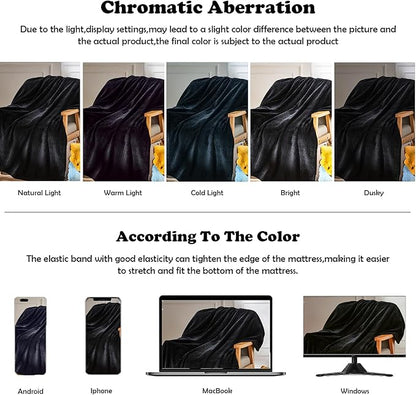 NEWCOSPLAY Super Soft King Blanket Black Premium Silky Flannel Fleece Leaves Pattern Lightweight Bed Blanket All Season Use (Black, King(90"x110"))