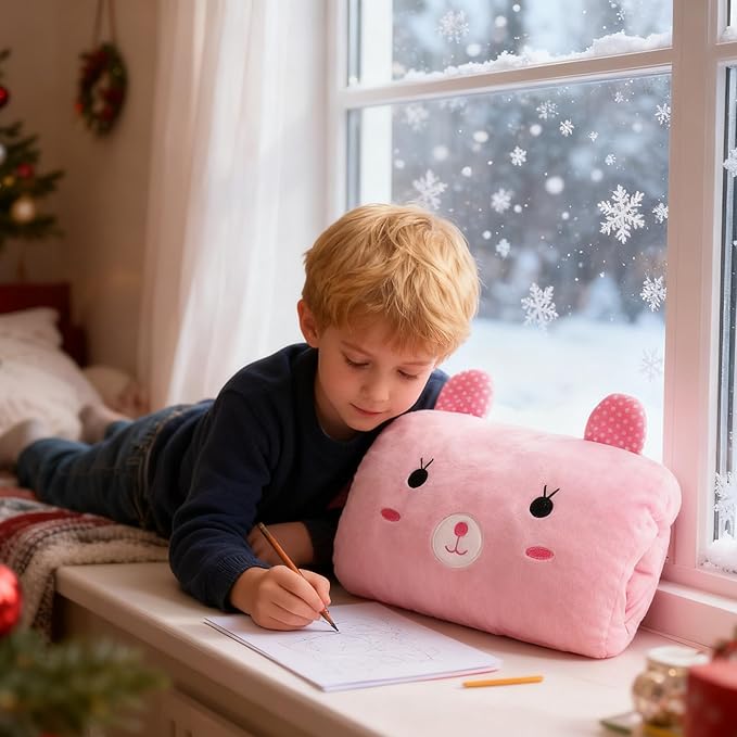 Winter Kids Cartoon Hand Pillow Hand Warmer，Arm Support for Napping，Soft Cotton Travel Essentials for Children