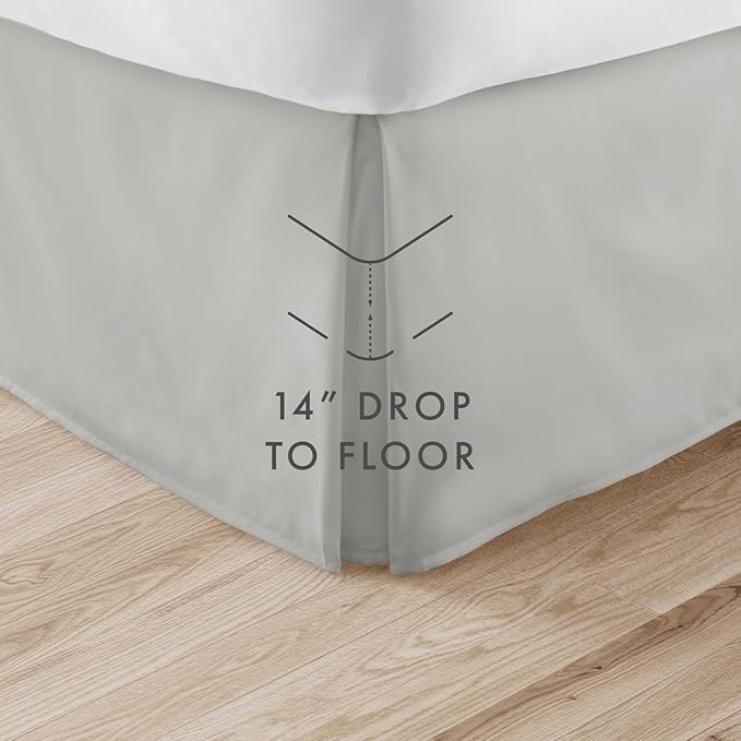 Linen Market Bed Skirt - Ultra Soft Microfiber - Easy Fit with 14 Inch Tailored Drop - Hotel Quality, Shrinkage & Fade Resistant - Bed Cover - King Bed Set - Bedroom Décor - (King, Light Gray)