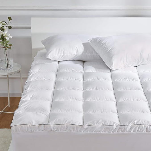 SLEEP ZONE Cotton Mattress Pad California King, Super Soft Pillow Top Mattress Topper, Thick Fluffy Mattress Cover Deep Pocket 8-21 inches, Cal King