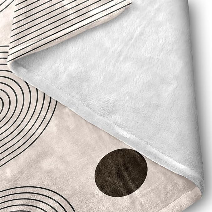 Modern Abstract Blankets Black Beige Boho Throw Blanket Boho Blanket Double Sided Flannel Throw Blanket,Suitable for Adults Children on The Sofa,Car,Bed Nap Warm Comfortable Blanket 70"X80"