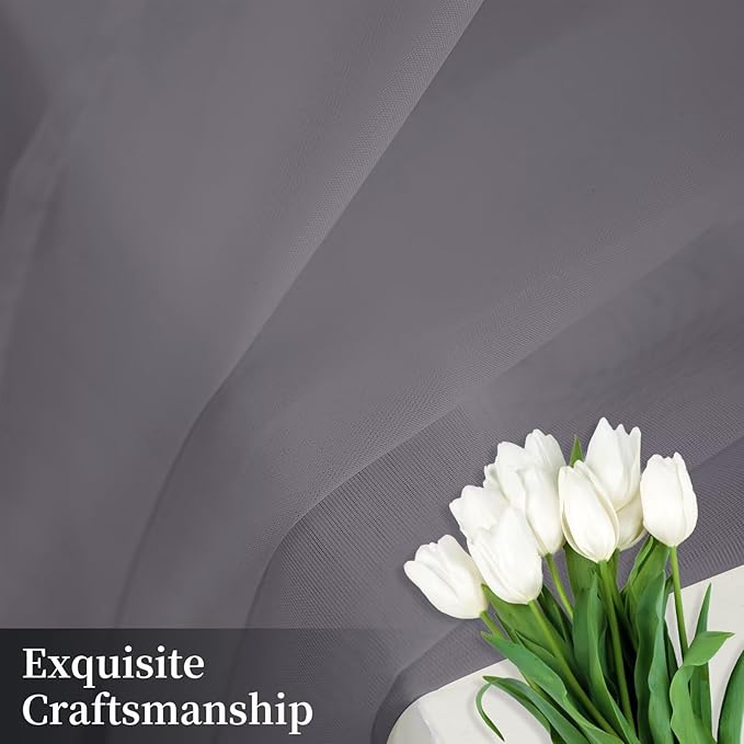 Sheer Curtains 63 Inches Long 2 Panels, Rod Pocket Short Curtain for Kitchen, Bedroom, Cafe Window(Grey 38" W x 63" L)