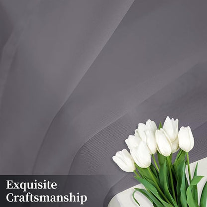 Sheer Curtains 84 Inches Long 2 Panels, Rod Pocket Short Curtain for Kitchen, Bedroom, Cafe Window(Grey 38" W x 84" L)