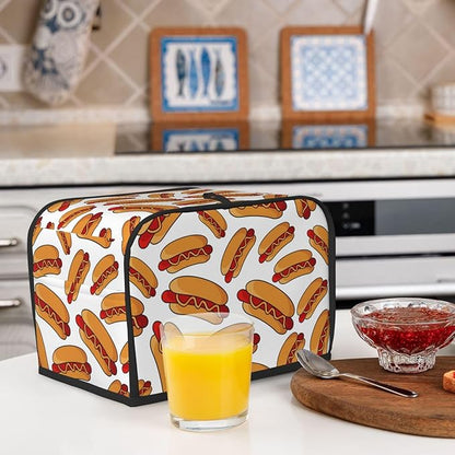 Fun Hot Dog Food 2 Slice Toaster Cover, Waterproof Toaster Dust Cover Bread Maker Protective For Small Kitchen Appliance Dining Room Home Table Decor Gifts