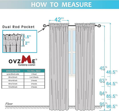 OVZME 2 Panels Sheer Window Curtain Panels 96" Length for Bedroom, Top Rod Pocket Design Window Treatment for Living Room, 42W x 96L inches, Navy Blue