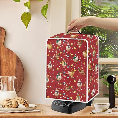 Christmas Rooster Coffee Maker Cover Protector for Small Appliance Decor Kitchen Dustproof Mixer Protection