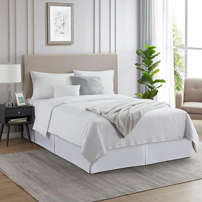 Nestl White Twin Bed Skirt - Twin Size Bed Skirt 14 Inch Drop - Brushed Microfiber Bed Skirts - Hotel Quality Pleated Bed Skirt - Shrinkage & Fade Resistant