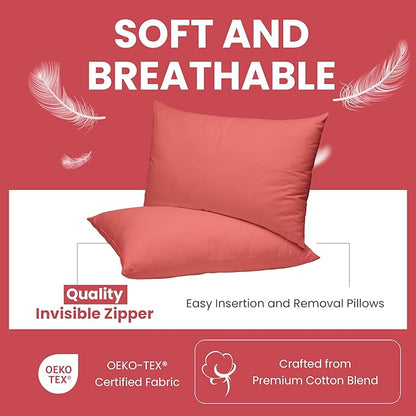 Haven & Glow Decorative Throw Pillow Cover – Rectangle Cushion Case with Zipper | Modern Sofa, Couch & Bed Accent Pillow Covers for Living Room, Bedroom & Home Decor | 20 x 12 inches – Hot Pink – 2 Pc