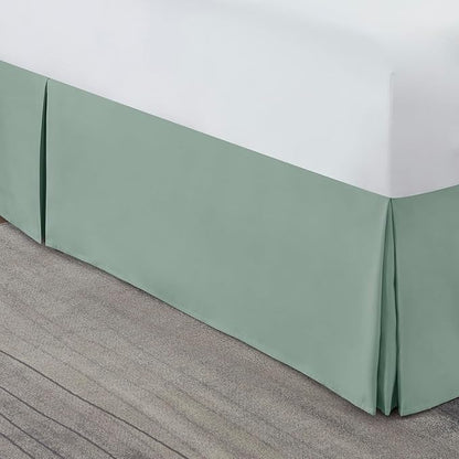 Nestl Sage Green Bed Skirt Queen Size - Queen Bed Skirt 14 Inch Drop - Brushed Microfiber Bed Skirts - Hotel Quality Pleated Bed Skirt - Shrinkage & Fade Resistant