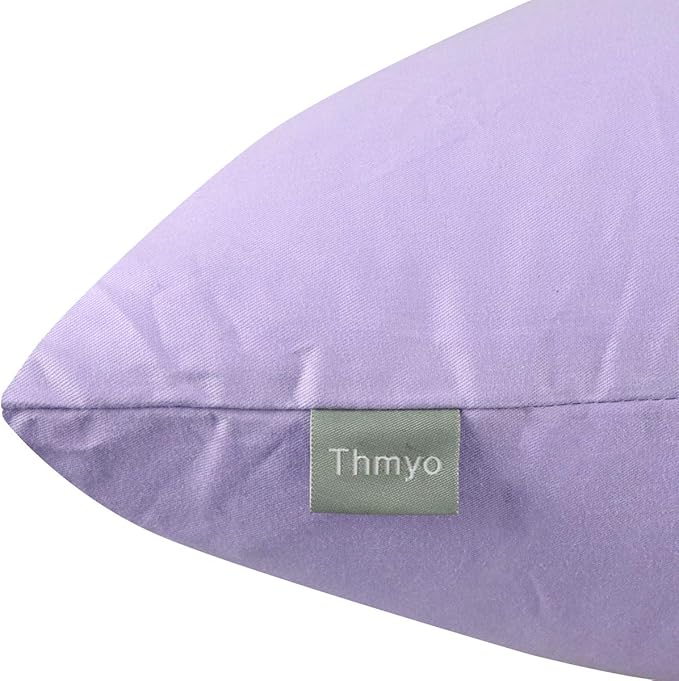 4-Pack 100% Cotton Comfortable Solid Decorative Throw Pillow Case,Thmyo Square Cushion Cover Pillowcase Sublimation Blank Pillow Covers DIY Throw Pillowcase for Sofa(18x18 inch/ 45x45cm,Light Purple)