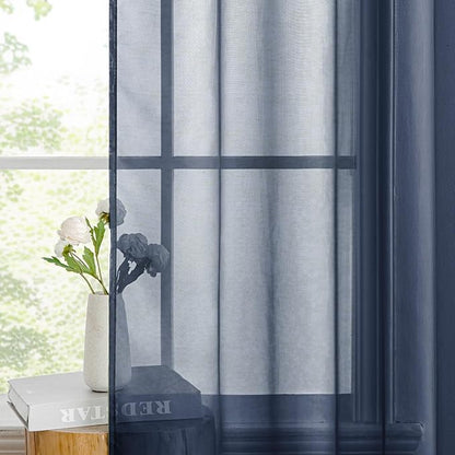 MIULEE 2 Panels Navy Blue Sheer Curtains 90 inches Long Window Curtains Rod Pocket Elegant Window Voile Panels/Drapes/Treatment for Bedroom Living Room (54X90 Inches)