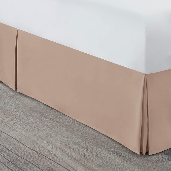 Nestl Taupe Full XL Bed Skirt - Full XL Size Bed Skirt 14 Inch Drop - Brushed Microfiber Bed Skirts - Hotel Quality Pleated Bed Skirt - Shrinkage & Fade Resistant