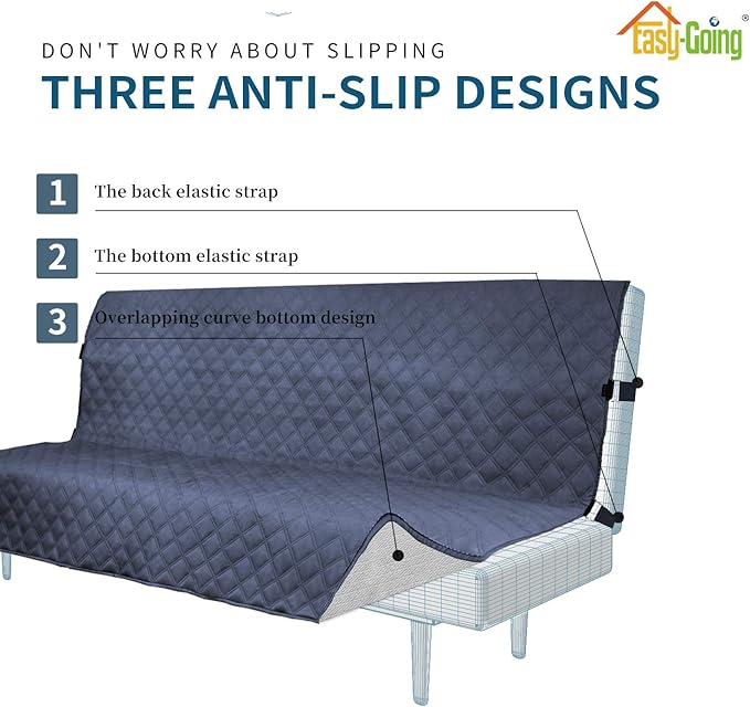 Easy-Going Sofa Slipcover Futon Cover Waterproof Couch Cover Furniture Protector Cover Pets Covers Whole Fabric No Stitching Non-Slip Fabric Pets Kids Children Dog Cat (Futon, Navy)