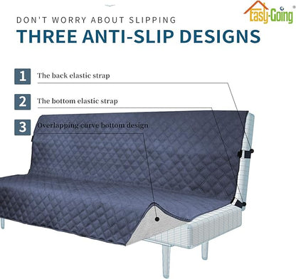 Easy-Going Sofa Slipcover Futon Cover Waterproof Couch Cover Furniture Protector Cover Pets Covers Whole Fabric No Stitching Non-Slip Fabric Pets Kids Children Dog Cat (Futon, Navy)