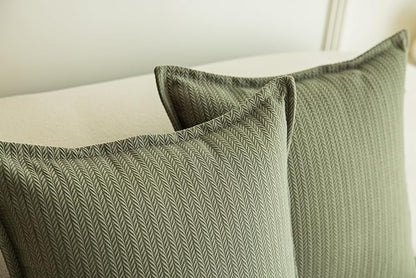 Set of 2 Cozy Striped Herringbone Flange Throw Pillow Covers, Aesthetic Embossed Pattern Pillow Covers for Couch and Bed - 20"x20", Sage Green