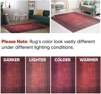 Keen Home Design 8x10 Rug - Machine Washable Area Rug with Non-Slip Backing, Ideal for Living Room, Dining Room, Bedroom - Vintage, Easy Clean, Durable, Low Pile Rug - (8' x 10')