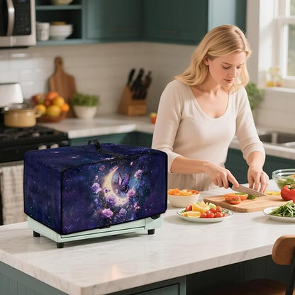 Gorgeous Butterfly Rose Moon Print Microwave Oven Cover Dust-Proof Microwave Oven Grill Cover Protector Kitchen Appliance Protector Dirt and Fingerprint Protection, S
