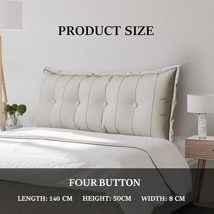 Large Bolster Reading Pillow King Backrest Positioning Support Pillow Daybed Cushion Headboard Pillows for Bed Bunk Sofa with Removable Cover, White, 76x3x20 Inch