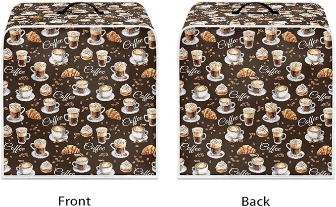 Coffee Maker Covers With Top Handle Folding Coffee Machine Dust Covers For Blender Mixer Juice Machine Keep Office Home Kitchen Clean Afternoon Tea Print