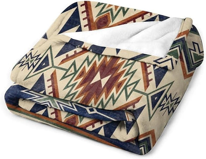 Native Throw Blanket, Southwest Tribal Aztec Pattern Vintage Abstract Ethnic Geometric Print Couch Sofa Bed Plush Throw Blanket 40"x50"