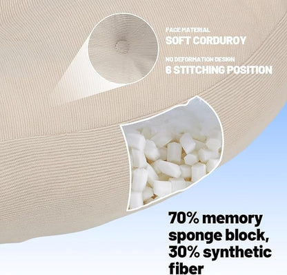 Meditation Floor Pillow Set of 2, Round Large Pillows Seating for Adults, Tufted Corduroy Cushion for Tatami Living Room, 22x22 Inch FP-Beige-R