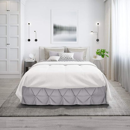 Nestl Grey Lavender Bed Skirt Twin Size, Pinch Pleat Twin Bed Skirt, 14" Inch Drop Twin Bedskirt, Hotel Quality Grey Lavender Bed Skirts, Premium Microfiber Grey Lavender Twin Bed Skirt