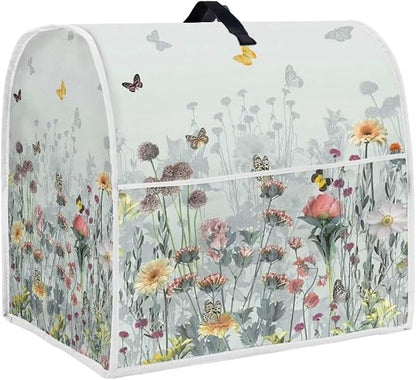 Floral Mixer Covers for Kitchen Aid 6-8 Quart Mixer Dust Cover with Top Handle Dustproof Food Processor Cover Kitchen Appliance Accessories