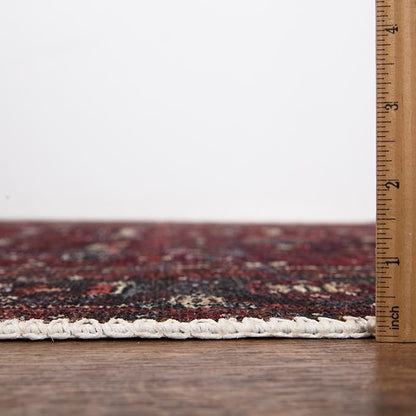 Bloom Rugs Washable Non-Slip 2' x 3' Rug - Burgundy Traditional Bordered Area Rug for Living Room, Bedroom, Dining Room, and Kitchen - Exact Size: 2' x 3'