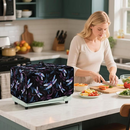 Dragonfly Print Microwave Oven Cover Dust-Proof Microwave Toaster Oven Cover Foldable Kitchen Appliance Protector Suitable for Most Microwave Ovens, S