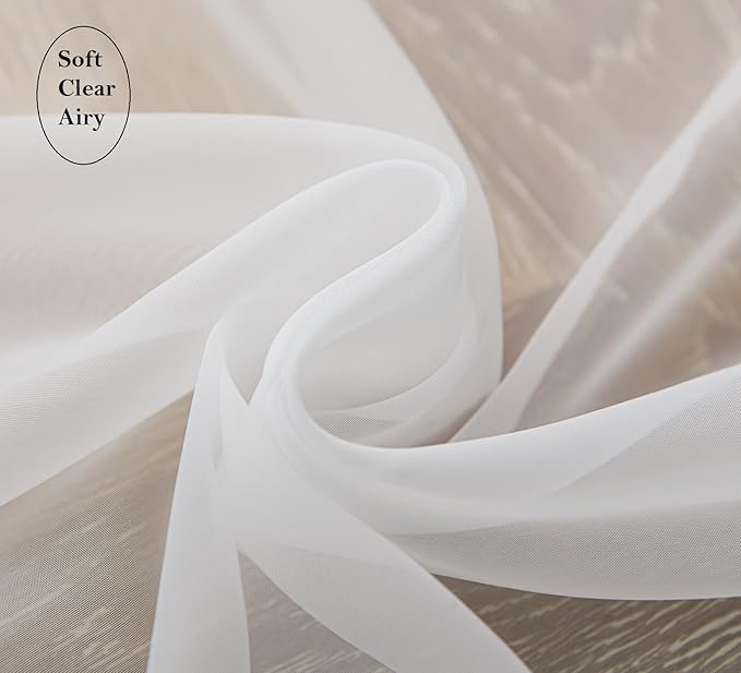 PI Ivory Sheer Curtains Panels 84 inch Length,Grommet Top Hazy Light Filtering Window Draperies for Livng Room/Bedroom 2 Panels (W52XL84, Ivory)