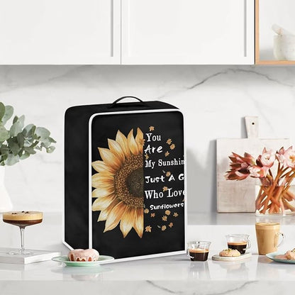 Mumeson Sunflower Black Coffee Maker Cover, Waterproof Dust Cover for Stand Mixer or Small Kitchen Machine, Fits Various Styles