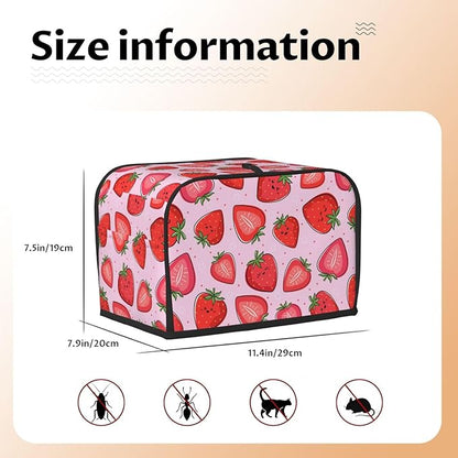 Pink Strawberry Kawaii Fruit 2 Slice Toaster Cover, Waterproof Toaster Dust Cover Bread Maker Protective For Small Kitchen Appliance Dining Room Home Table Decor Gifts